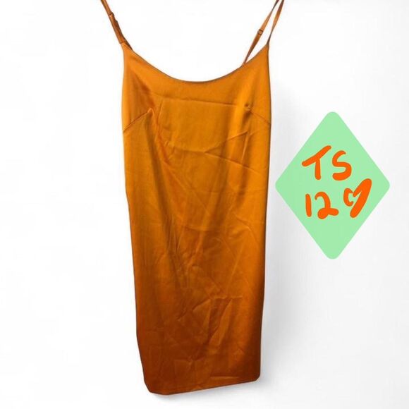 Orange satin slip dress - Picture 2 of 4